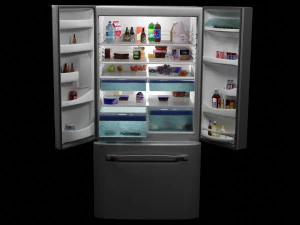 Refrigerator full of food 3D Model