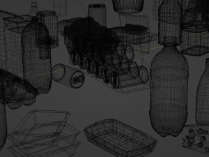 Verity of food all with unique textures and off brand labels 3Dモデル