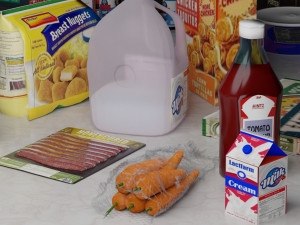 Verity of food all with unique textures and off brand labels 3Dモデル