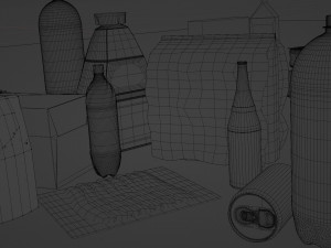 Verity of food all with unique textures and off brand labels 3Dモデル