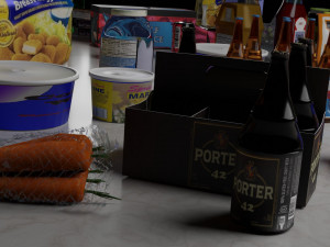 Verity of food all with unique textures and off brand labels 3Dモデル