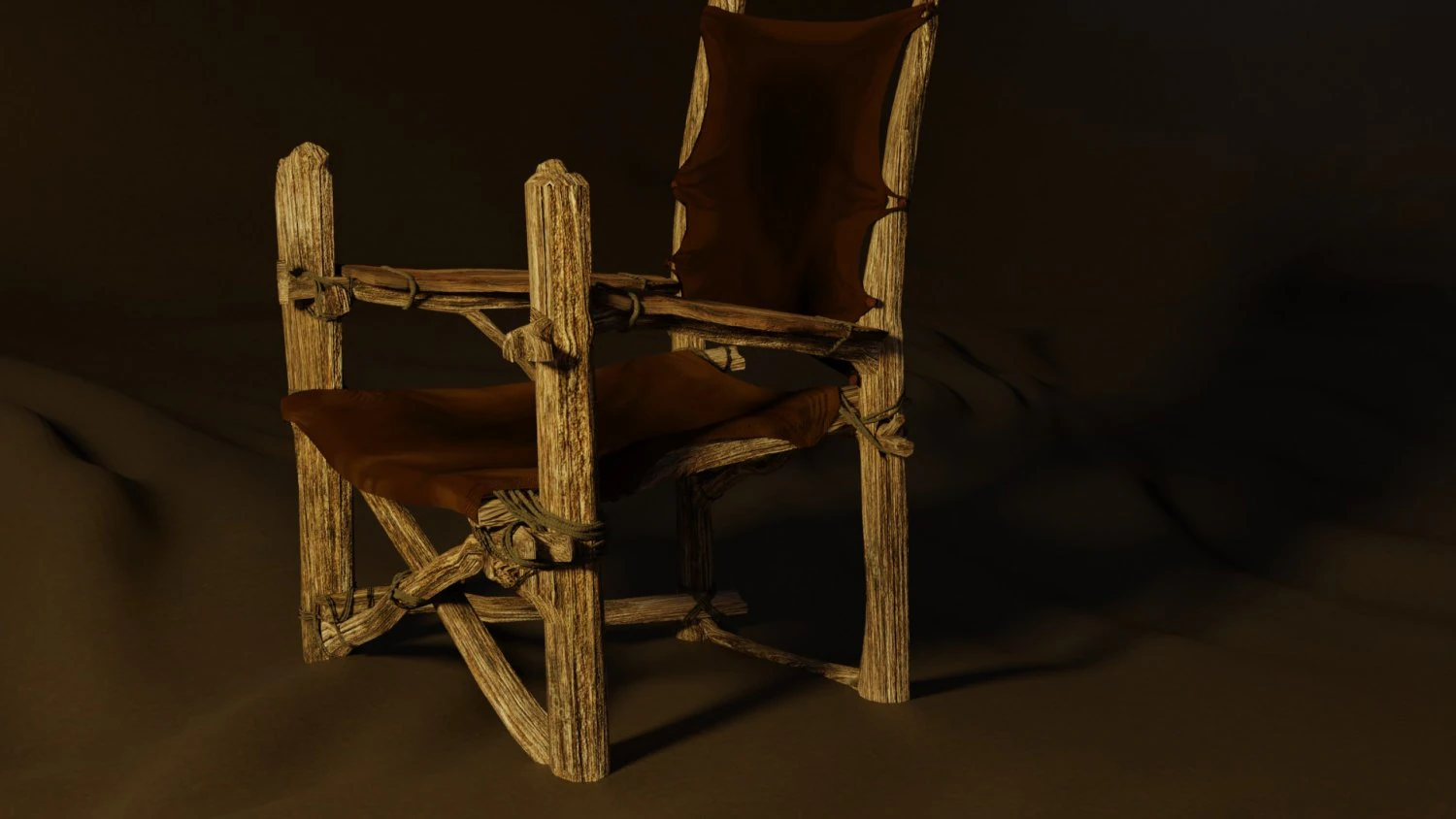 Primitive armchair something Shrek would have Low-poly 3D Model .c4d .max .obj .3ds .fbx .stl .blend 