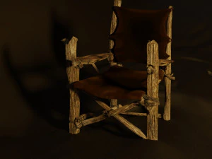 Primitive armchair something Shrek would have Low-poly 3D Model