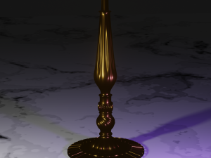 Gold candelabra 2 meters tall with five lit candles melted wax animated model 3D Model