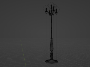 Gold candelabra 2 meters tall with five lit candles melted wax animated model 3D Model