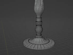 Gold candelabra 2 meters tall with five lit candles melted wax animated model 3D Model