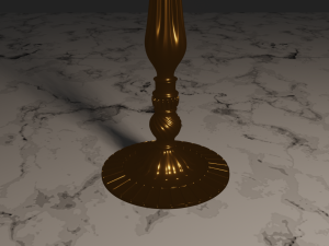Gold candelabra 2 meters tall with five lit candles melted wax animated model 3D Model