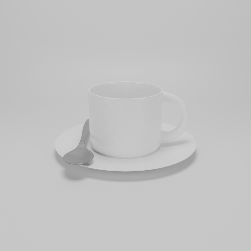 Set tazza da caffè, piattino, cucchiaio Modello 3D .c4d .max .obj .3ds .fbx .stl .blend