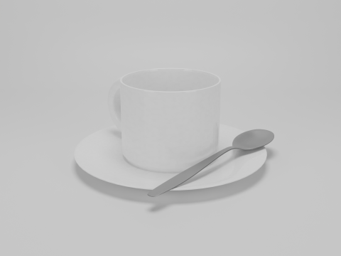 Set tazza da caff&egrave;, piattino, cucchiaio Modello 3D