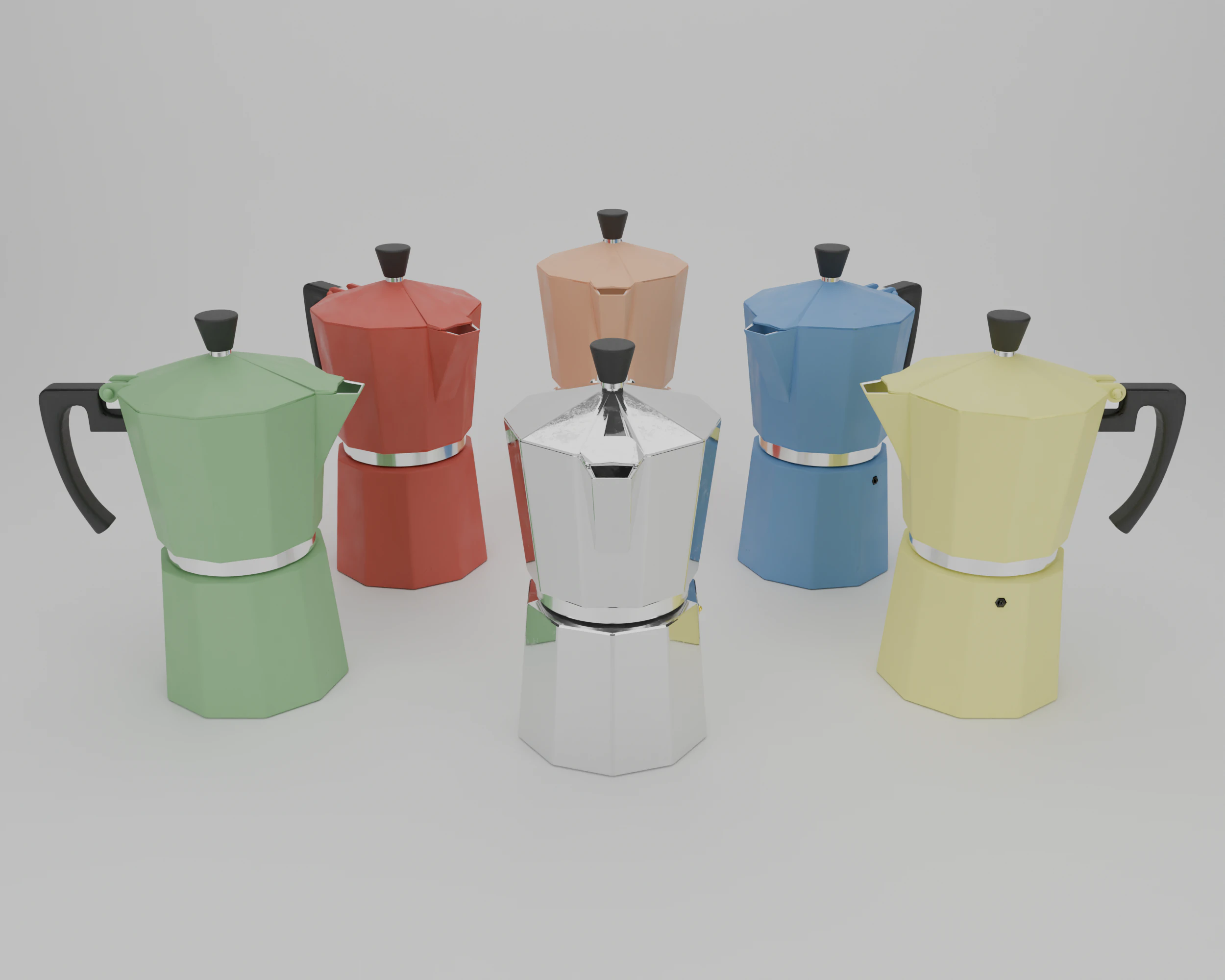 Italian Coffee Maker Moka Pot 3D Model .c4d .max .obj .3ds .fbx .stl .blend 