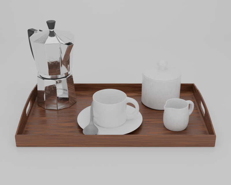 Confezione di stoviglie per caffè, tazze, moka, accessori da cucina Modello 3D .c4d .max .obj .3ds .fbx .stl .blend