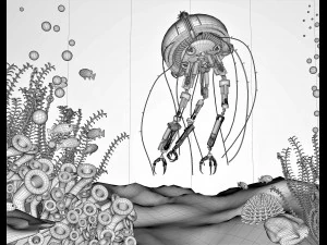 Mechanical jellyfish steampunk 3D Model