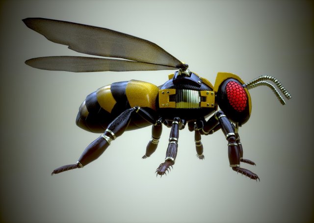 Mechanical bee 3D Model .c4d .max .obj .3ds .fbx .stl .blend 
