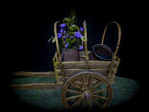 Cart with flowers 3D Model