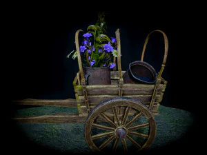 Cart with flowers 3D Model