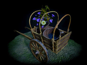 Cart with flowers 3D Model