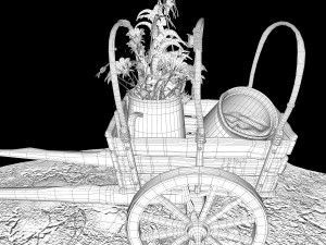 Cart with flowers 3D Model