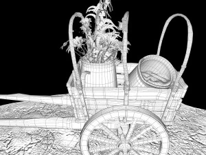 Cart with flowers 3D Model