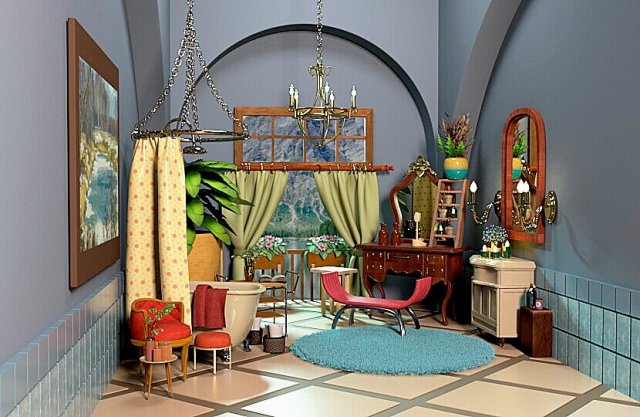 Stylized bath room 3D Model .c4d .max .obj .3ds .fbx .stl .blend 