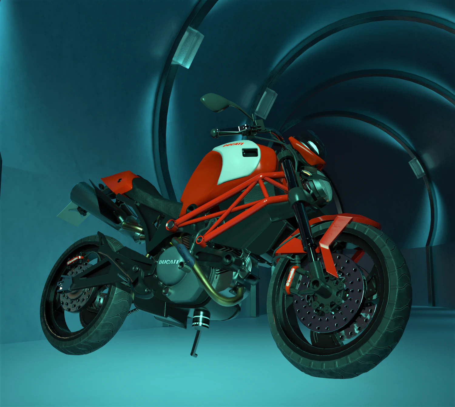 Motocycle Ducaty 3D Model .c4d .max .obj .3ds .fbx .stl .blend 