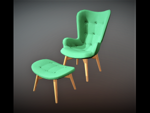 Armchair and ottoman 3D Model