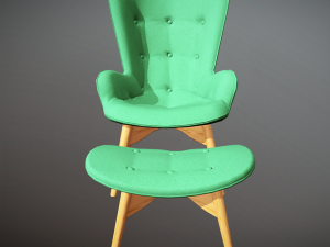 Armchair and ottoman Modèle 3D