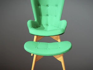 Armchair and ottoman 3D Model