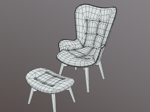 Armchair and ottoman Modèle 3D