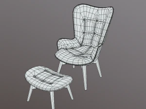 Armchair and ottoman 3D Model