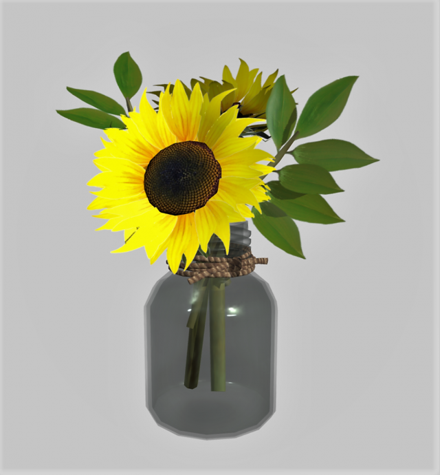 Sunflower in a jar 3D Model .c4d .max .obj .3ds .fbx .stl .blend 