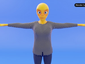 Alien Female Cartoon Modelo 3D