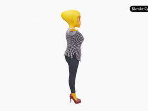Alien Female Cartoon Modelo 3D