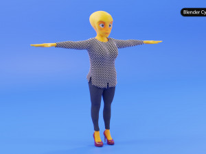 Alien Female Cartoon Modelo 3D
