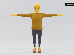 Alien Female Cartoon Modelo 3D