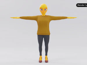 Alien Female Cartoon 3D Model