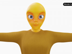 Alien Female Cartoon Modelo 3D