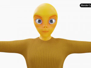 Alien Female Cartoon 3D Model