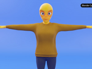 Alien Female Cartoon Modelo 3D