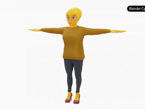 Alien Female Cartoon 3D Model