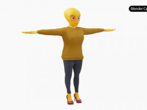 Alien Female Cartoon Modelo 3D