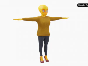 Alien Female Cartoon 3D Model