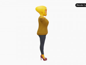 Alien Female Cartoon Modelo 3D