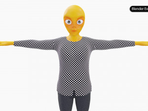 Alien Female Cartoon Modelo 3D