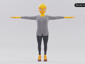 Alien Female Cartoon Modelo 3D