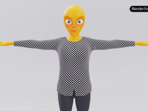 Alien Female Cartoon Modelo 3D