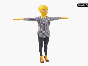 Alien Female Cartoon Modelo 3D