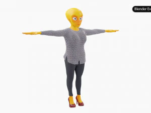 Alien Female Cartoon 3D Model