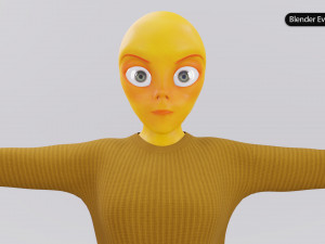 Alien Female Cartoon Modelo 3D