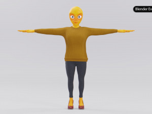 Alien Female Cartoon Modelo 3D