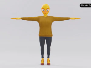 Alien Female Cartoon 3D Model